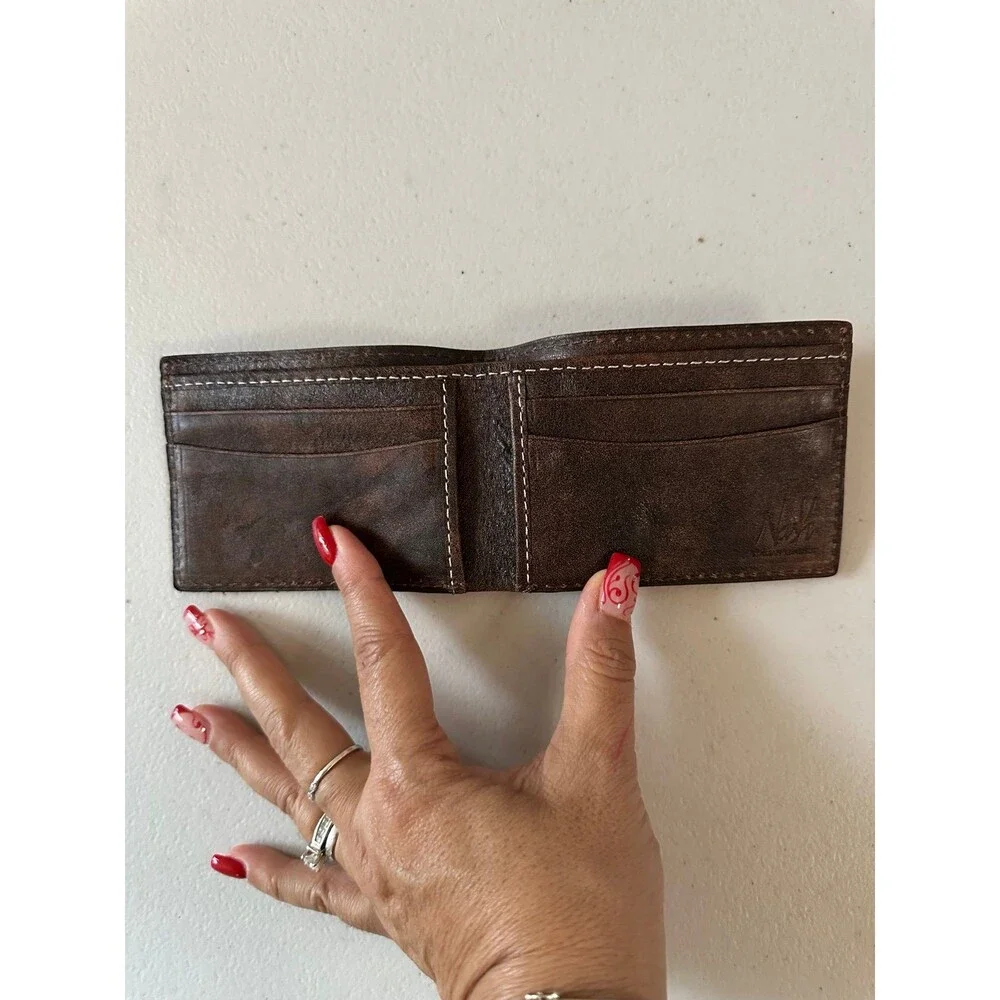 Patricia Nash Men's Stained Genuine Italian Leather Double Bill-Fold ID Wallet